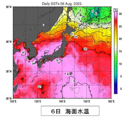 2023年8月台風に関連する資料としての海水温
